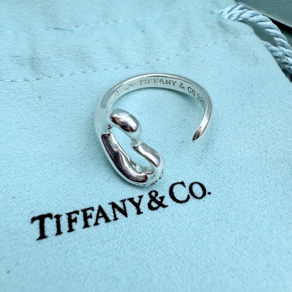 Vintage Tiffany & Co. Elsa Peretti Open Heart Ring Sterling Silver Size 7.75 - Picture 6 of 8